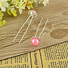 Lady's Hair Accessories Silver Color Plated Iron Rhinestone Ball Hair Forks PHAR-S192-07-1