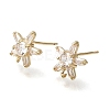 Brass Pave Cubic Zirconia Stud Earring Findings CU-CBAE189-04G-1