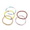 5Pcs 5 Color Glass Seed Beaded Stretch Bracelets Set BJEW-JB09629-1