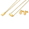 Rectangle 304 Stainless Steel Pendant Necklaces & Bracelets & Stud Earrings Sets for Women SJEW-C004-07G-2
