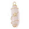 3Pcs 3 Styles Natural Rose Quartz Copper Wire Wrapped Pointed Pendants PALLOY-JF02460-01-2
