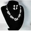 Alloy Crystal Rhinestone Link Necklaces & Stud Dangle Earrings Sets FS-WG2A178-01-3