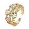 Adjustable Brass Micro Pave Clear Cubic Zirconia Cuff Rings ZIRC-Z002-20G-3