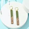 Two Tone Resin & Walnut Wood Rectangle Dangle Leverback Earrings EJEW-JE05503-03-2