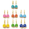 Bell Brass & Enamel Hoop Earrings for Women EJEW-U015-25G-1
