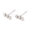 201 Stainless Steel Beaded Horizontal Bar Stud Earrings with 316 Stainless Steel Pin for Women STAS-K238-01P-2