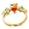 Ion Plating(IP) Colorful Cubic Zirconia & Rhinestones Apple Adjustable Ring RJEW-G278-18G-2