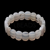 Natural Grey Agate Beaded Stretch Bracelets for Unisex G-K303-01J-4