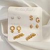 Letter Alloy Stud Earring Sets WH-WG09E3C-01-3