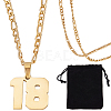 1Pc 304 Stainless Steel Figaro Chain Number Pendant Necklaces NJEW-BBC0001-28B-G-1