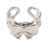 Bowknot Brass Open Cuff Rings for Women RJEW-B062-02P-2