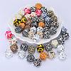 Colorful Pattern Printed Silicone Beads SI-JX0022A-17-5