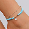 Fashionable Double Layered Adjustable Beach Anklet with Colorful Zircon Stones KG0991-4-1