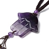 Hamsa Hand/Hand of Miriam Natural Amethyst Pendant Decorations HJEW-R127-02J-5