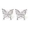 Butterfly Brass Stud Earrings EJEW-M245-07P-2