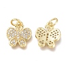 Brass Micro Pave Clear Cubic Zirconia Charms ZIRC-Q024-07G-1