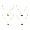 4Pcs 4 Styles Natural Labradorite & Yellow Hematoid Quartz & Amethyst & Dyed Green Jade Copper Wire Wrapped Planet Pendant Brass Cable Chain Necklaces for Women NJEW-TA00260-2