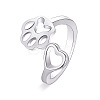 Paw Print with Heart Alloy Cuff Rings for Women WGE50A0-02-2