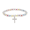 4Pcs 4 Color Glass & Synthetic Hematite Round Beaded Stretch Bracelets Set BJEW-JB08944-4