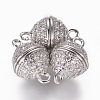 Brass Micro Pave Cubic Zirconia Magnetic Clasps with Loops ZIRC-L082-B-01-P-1