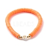 Handmade Polymer Clay Heishi Beads Stretch Bracelets Set with Heart Patter Beads for Women BJEW-JB07450-7