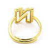 Mixed Color Enamel Initial Letter Adjustable Ring with Clear Cubic Zirconia RJEW-P045-01G-N-3