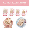 Craftdady 400Pcs 4 Style Natural Wooden Beads WOOD-CD0001-14-12