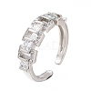 Brass Micro Pave Clear Cubic Zirconia Cuff Rings RJEW-N031-14P-3