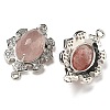 Natural Strawberry Quartz Faceted Oval Connector Charms G-G181-06P-05-2