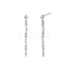Flat Round with Horse Eye Tassel 925 Sterling Silver Clear Cubic Zirconia Stud Earrings FS-WGBB41B-01-2