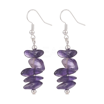 Natural Amethyst Chips Beaded Jewelry Set X-SJEW-JS01232-03-1