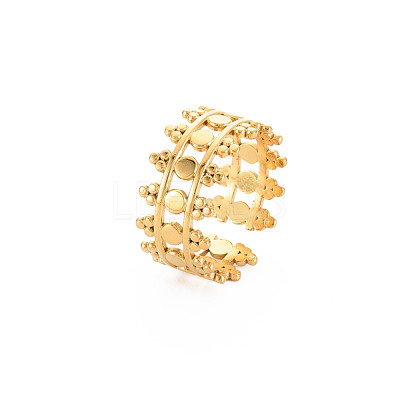 Ion Plating(IP) 304 Stainless Steel Triangle Wrap Open Cuff Ring for Women RJEW-S405-155G-1
