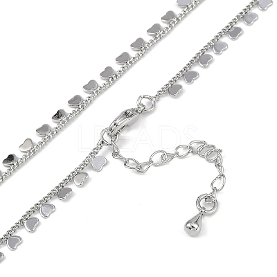 Rack Plating Brass Twisted Chain Heart Tassel Necklaces for Women NJEW-K382-15D-P-1
