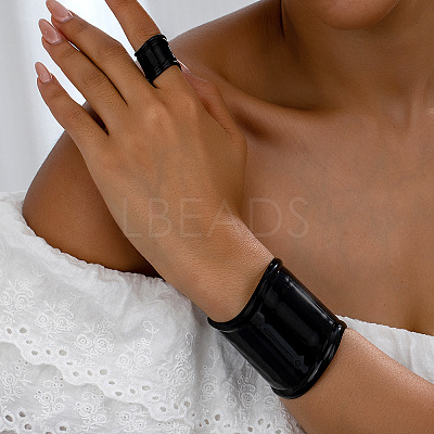 Alloy Wide Cuff Bangles & Cuff Rings Set FS-WG8E7FB-03-1