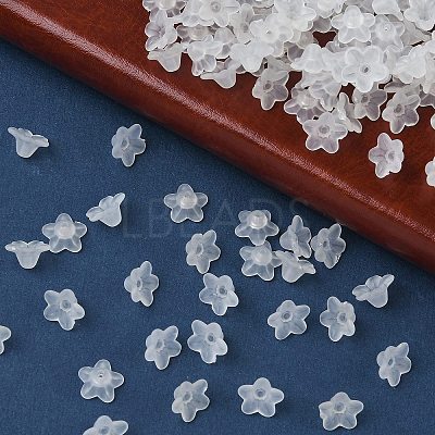 Transparent Frosted Acrylic Flower Beads X-PL554-1