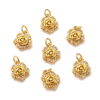 Brass Micro Pave Clear Cubic Zirconia Pendants ZIRC-P086-22G-1