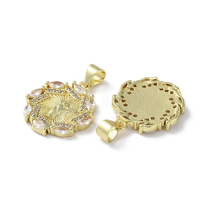 Rack Plating Brass Cubic Zirconia Pendants KK-M272-03G-1