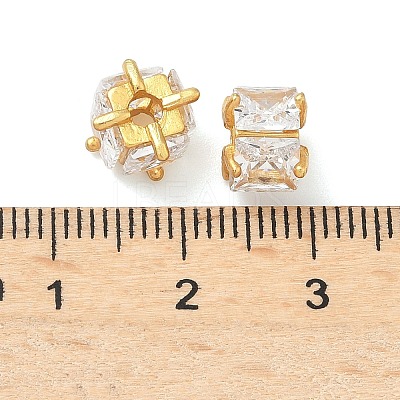Brass Pave Cubic Zirconia Beads KK-H532-21C-G-1