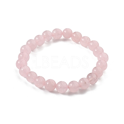 Natural Rose Quartz Bead Stretch Bracelets BJEW-K212-B-045-1