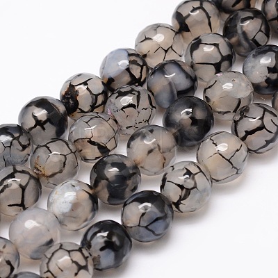 Dyed Natural Agate Faceted Round Beads Strands G-E320E-8mm-12-1