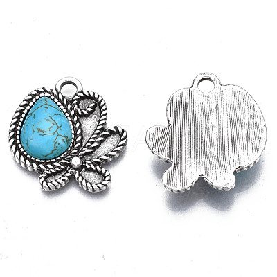 Synthetic Turquoise Pendants Settings for Enamel PALLOY-N157-030-1