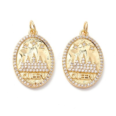 Brass Micro Pave Clear Cubic Zirconia Pendants ZIRC-Z019-07G-NR-1
