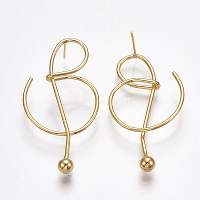 Brass Stud Earrings KK-T038-280G-1