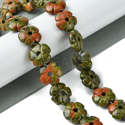 Natural Unakite Beads Strands G-H023-B02-01-1