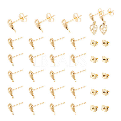 100Pcs Brass Teardrop Stud Earring Findings DIY-GO0001-15-1
