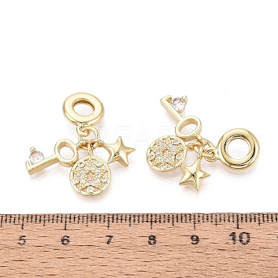 Brass Micro Pave Clear Cubic Zirconia European Dangle Charms KK-N287-33B-G-1
