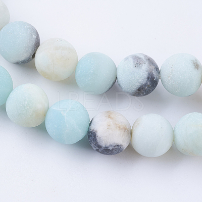 Frosted Natural Flower Amazonite Round Bead Strands X-G-E334-4mm-09-1