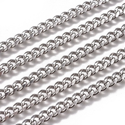Non-Tarnish 3.28 Feet Handmade 304 Stainless Steel Cuban Link Chains X-STAS-F229-07C-P-1