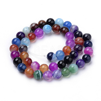 Natural Striped Agate/Banded Agate Beads X1-G-S259-04J-8mm-1