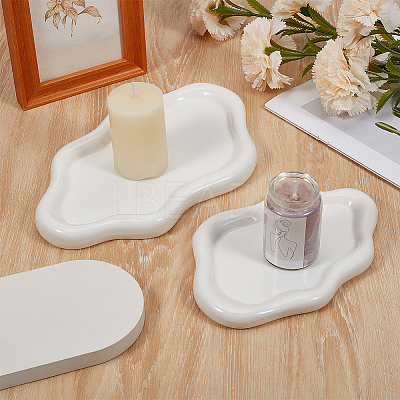 2Pcs 2 Styles Cloud Porcelain Jewelry Plate AJEW-GO0005-13-1